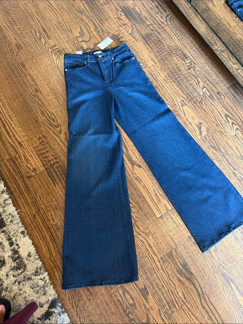 Good American Dark Blue High-Rise Wide Leg Jeans